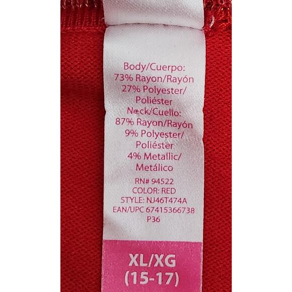 No Boundaries Red Silver Cowl Neck With Zippers Sweater Dress XL 15 17 Juniors - Picture 6 of 6